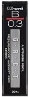 uni Mitsubishi Pencil Mechanical Pencil Lead Refill Hi-uni 0.3mm B, HU03300B, Set of 5