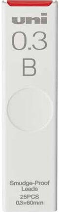 uni Mitsubishi Pencil Mechanical Pencil Lead Refill uni Smudge-Proof Lead 0.3mm B, ULS0325B