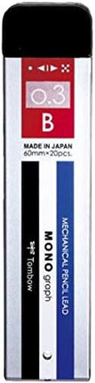 Tombow Mechanical Pencil Lead Refill MONO graph MG 0.3mm B, R3-MGB01, Set of 4