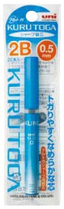 uni Mitsubishi Pencil Mechanical Pencil Lead Refill for Kuru Toga 0.5mm 2B Blue, Packed, U052031P2B.33