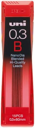 uni Mitsubishi Pencil Mechanical Pencil Lead Refill Nano Dia 0.3mm B, U03202NDB, Set of 3