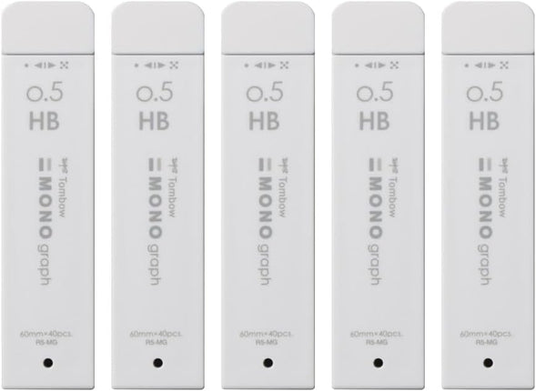 Tombow Mechanical Pencil Lead Refill MONO graph MG 0.5mm HB Gray, R5-MGHB72-5P