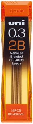 uni Mitsubishi Pencil Mechanical Pencil Lead Refill Nano Dia 0.3mm 2B, U03202ND2B, Set of 2
