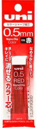 uni Mitsubishi Pencil Mechanical Pencil Lead Refill Nano Dia Color 0.5mm Red, Packed, U05202NDC1P15