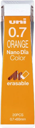 uni Mitsubishi Pencil Mechanical Pencil Erasable Color Lead Refill Nano Dia Color 0.7mm Orange, 10 Pieces, U07202NDC.4