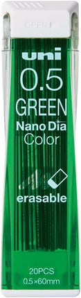 uni Mitsubishi Pencil Mechanical Pencil Lead Refill Nano Dia Color 0.5mm Green, U05202NDC.6