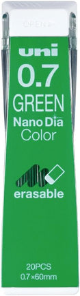 uni Mitsubishi Pencil Mechanical Pencil Erasable Color Lead Refill Nano Dia Color 0.7mm Green, 10 Pieces, U07202NDC.6