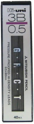 uni Mitsubishi Pencil Mechanical Pencil Lead Refill Hi-uni 0.5mm 3B, HU053003B
