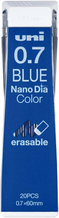 uni Mitsubishi Pencil Mechanical Pencil Erasable Color Lead Refill Nano Dia Color 0.7mm Blue, 10 Pieces, U07202NDC.33