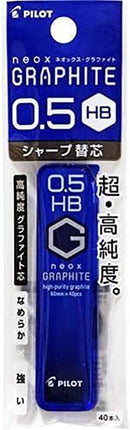 PILOT Mechanical Pencil Lead Refill neox GRAPHITE 0.5mm HB, Packed, P-HRF5G20-HB