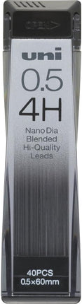 uni Mitsubishi Pencil Mechanical Pencil Lead Refill Nano Dia 0.5mm 4H, U05202ND4H