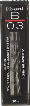 uni Mitsubishi Pencil Mechanical Pencil Lead Refill Hi-uni 0.3mm B, HU03300B, Set of 7