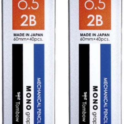 Tombow Mechanical Pencil Lead Refill MONO graph MG 0.5mm 2B, R5-MG2B01, Set of 2