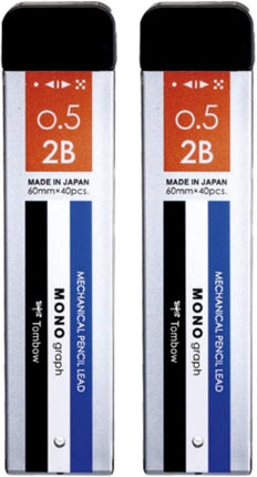 Tombow Mechanical Pencil Lead Refill MONO graph MG 0.5mm 2B, R5-MG2B01, Set of 2
