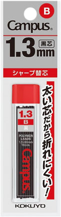 KOKUYO Campus Mechanical Pencil Lead Refill 1.3mm B, Packed, PSR-CB13N-1P