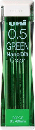 uni Mitsubishi Pencil Mechanical Pencil Erasable Color Lead Refill Nano Dia Color 0.5mm Green, 10 Pieces, U05202NDC.6