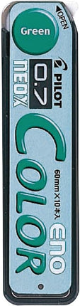 PILOT Color Eno Mechanical Pencil Lead Refill 0.7mm Green, 10 Pieces, HRF7C-2S10G