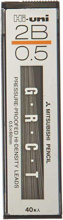 uni Mitsubishi Pencil Mechanical Pencil Lead Refill Hi-uni 0.5mm 2B. HU053002B, Set of 7