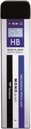 Tombow Mechanical Pencil Lead Refill MONO graph MG 0.3mm HB Mono Color, ECH-121