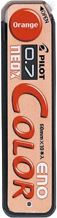 PILOT Color Eno Mechanical Pencil Lead Refill 0.7mm Orange, 10 Pieces, HRF7C-2S10O