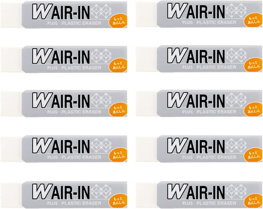 Plus, Eraser, W Air-In, Motto Anshin, White, 10 Pieces, ER-060WN, 36-938 x 10