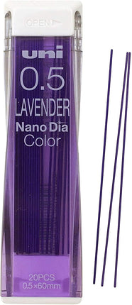 uni Mitsubishi Pencil Mechanical Pencil Lead Refill Nano Dia Color 0.5mm Lavender, U05202NDC.34, Set of 2