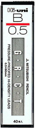 uni Mitsubishi Pencil Mechanical Pencil Lead Refill Hi-uni 0.5mm B, 10 Pieces, HU05300B