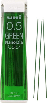 uni Mitsubishi Pencil Mechanical Pencil Lead Refill Nano Dia Color 0.5mm Green, U05202NDC.6, Set of 2