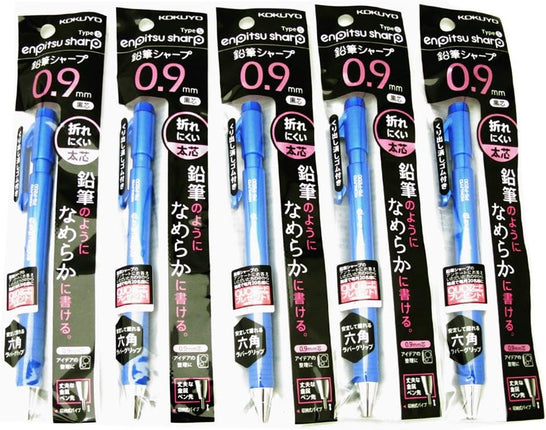 KOKUYO Mechanical Pencil Enpitsu Sharp TypeS, 0.9mm Blue (Hanging Pack), PS-P200B-1P, Set of 5