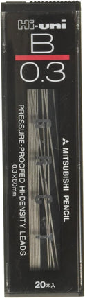 uni Mitsubishi Pencil Mechanical Pencil Lead Refill Hi-uni 0.3mm B, HU03300B