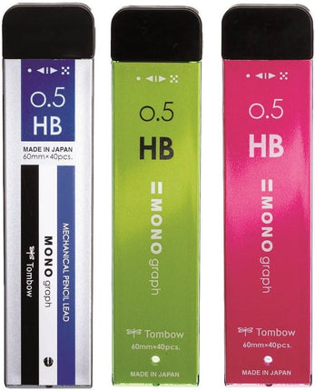 Tombow Mechanical Pencil Lead Refill MONO graph MG 0.5mm HB 3 Color Set, ECG-321X