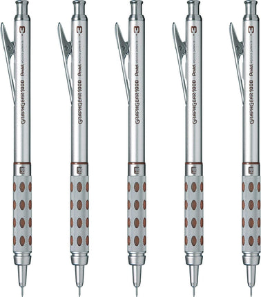 Pentel Mechanical Pencil GraphGear 1000 0.3mm, Silver, PG1013, Set of 5