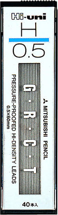 uni Mitsubishi Pencil Mechanical Pencil Lead Refill Hi-uni 0.5mm H, 10 Pieces, HU05300H