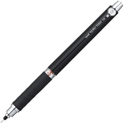 uni Mitsubishi Pencil Mechanical Pencil, Kuru Toga Rubber Grip, 0.5mm, Black, M5-656 1P, M56561P.24, Set of 3