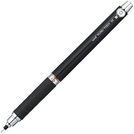 uni Mitsubishi Pencil Mechanical Pencil, Kuru Toga Rubber Grip, 0.5mm, Black, M5-656 1P, M56561P.24, Set of 5