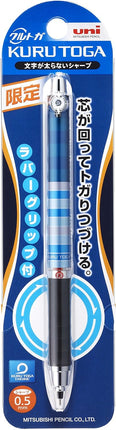 uni Mitsubishi Pencil Mechanical Pencil, Kuru Toga Rubber Grip, 0.5mm, Blue Border, M5-656 1P, M56561P.BBO