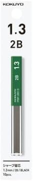 KOKUYO Mechanical Pencil Lead Refill 1.3mm 2B, Packed, PSR-2B13-1P