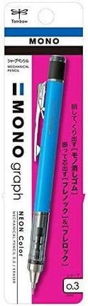 Tombow Mechanical Pencil MONO graph 0.3 Neon Color, 0.3mm, Neon Blue, DPA-135B, Set of 4