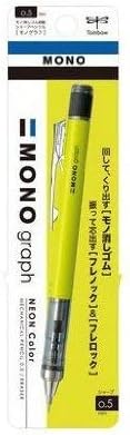 Tombow Mechanical Pencil MONO graph 0.5 Neon Color, 0.5mm, Neon Yellow, DPA-134C, Set of 3