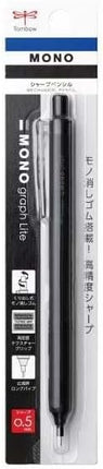 Tombow Mechanical Pencil MONO graph Lite 0.5, 0.5mm, Full Black, DPA-122B, Set of 10