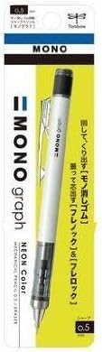 Tombow Mechanical Pencil MONO graph 0.5 Neon Color, 0.5mm, White, DPA-134A, Set of 2