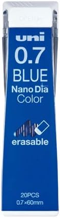 uni Mitsubishi Pencil Mechanical Pencil Lead Refill Nano Dia Color 0.7mm Blue, U07202NDC.33, Set of 5