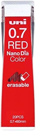 uni Mitsubishi Pencil Mechanical Pencil Lead Refill Nano Dia Color 0.7mm Red, U07202NDC.15, Set of 5