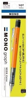 Tombow Mechanical Pencil MONO graph 0.5 Neon Color, 0.5mm, Neon Orange, DPA-134D, Set of 7