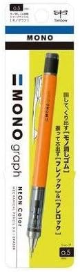 Tombow Mechanical Pencil MONO graph 0.5 Neon Color, 0.5mm, Neon Orange, DPA-134D, Set of 2