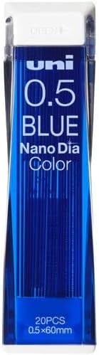 uni Mitsubishi Pencil Mechanical Pencil Lead Refill Nano Dia Color 0.5mm Blue, U05202NDC.33, Set of 4