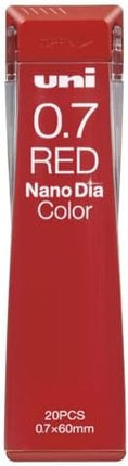 uni Mitsubishi Pencil Mechanical Pencil Lead Refill Nano Dia Color 0.7mm Red, U07202NDC.15, Set of 10