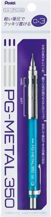 Pentel Mechanical Pencil PG-METAL350 0.3mm, Clear Blue, XPG313-TS, Packed