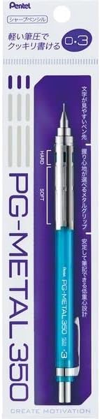 Pentel Mechanical Pencil PG-METAL350 0.3mm, Clear Blue, XPG313-TS, Packed
