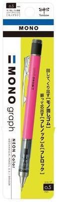 Tombow Mechanical Pencil MONO graph 0.5 Neon Color, 0.5mm, Neon Pink, DPA-134F, Set of 10
